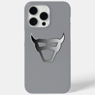 Coque iPhone 15 Pro Max Logo Géométrique Taureau Chrome aspect argent