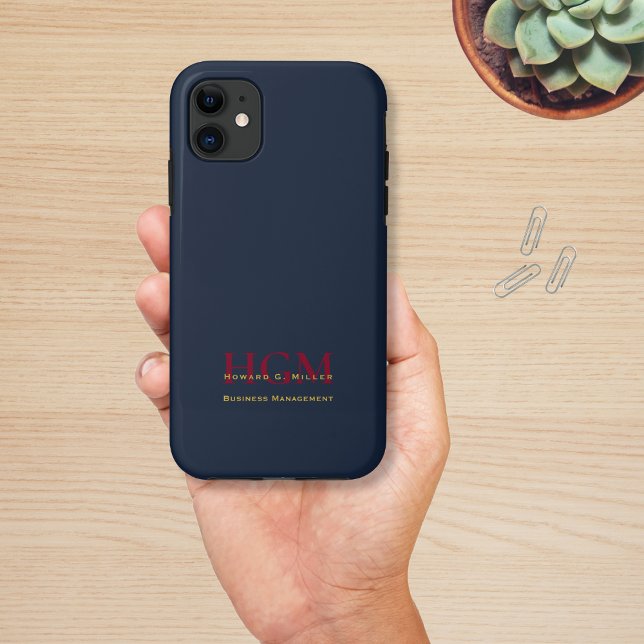 Coques Case-Mate iPhone Logo Monogramme d'entreprise Marine Burgundy Gold (Créateur téléchargé)