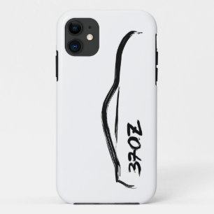 Coque iPhone 11 logo noir de la silhouette 370z avec l'arrière -