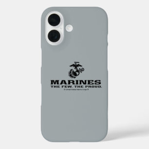 Coque Pour iPhone 16 Logo noir empilé USMC "The Rew, The Fiers"