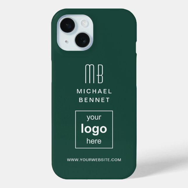 Coques Case-Mate iPhone Logo personnalisé Monogramme Vert (Verso)