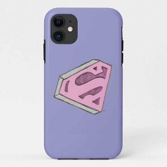 Coques Case-Mate iPhone Logo Pink Croquetée Supergirl (Dos)