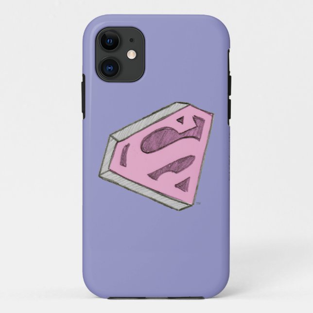 Coques Case-Mate iPhone Logo Pink Croquetée Supergirl (Dos)