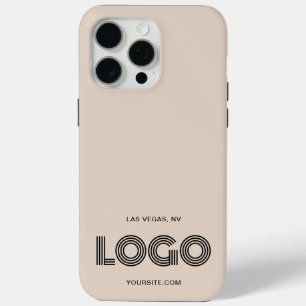 Coque iPhone 15 Pro Max Logo rectangulaire moderne beige et noir
