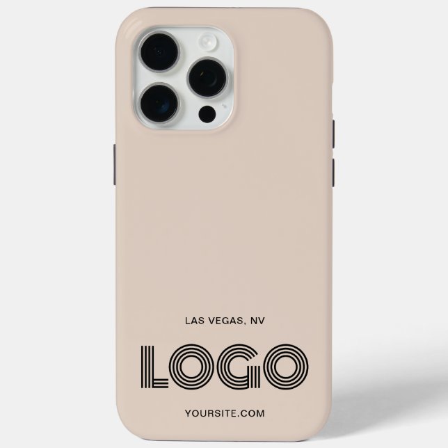 Coques Case-Mate iPhone Logo rectangulaire moderne beige et noir (Verso)