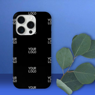 Coque iPhone 15 Pro Logo simple à répéter   Noir