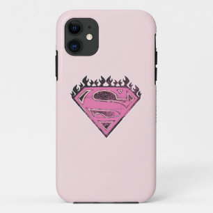 Coques Pour iPhone Logo Supergirl rose avec flammes