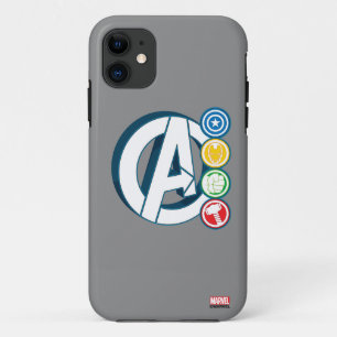 Coque iPhone 11 Logos caractères Avengers