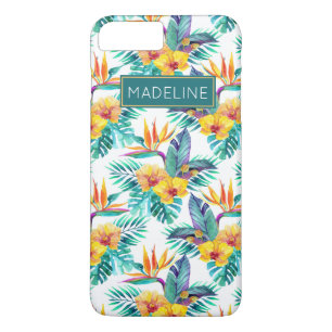 Coque iPhone 7 Plus L'oiseau du paradis et le motif d'orchidée