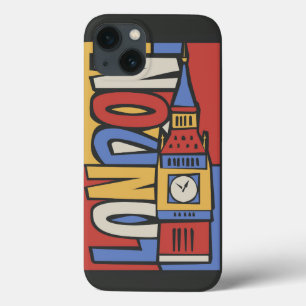 iPhone 13 Case London, England Vibrant Handrawn Design