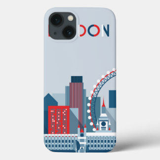 iPhone 13 Coque Londres, Angleterre | Skyline rouge, blanc et bleu