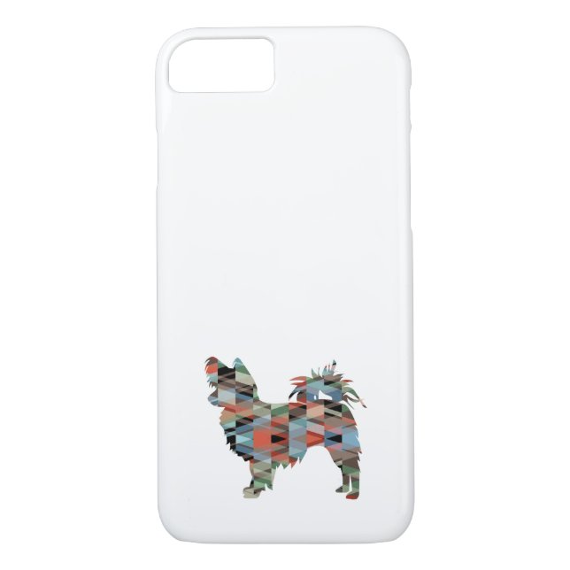 Coques Case-Mate iPhone Long Haired Chihuahua Geo Silhouette Plaid Coque-M (Dos)