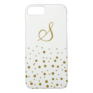 Coque Case-Mate Pour iPhone L'or brillant pointille le monogramme fait sur