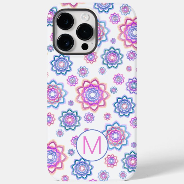 Coques Case-Mate iPhone Lotus Flower Monogramme Simple Rose Pastel Vert (Verso)