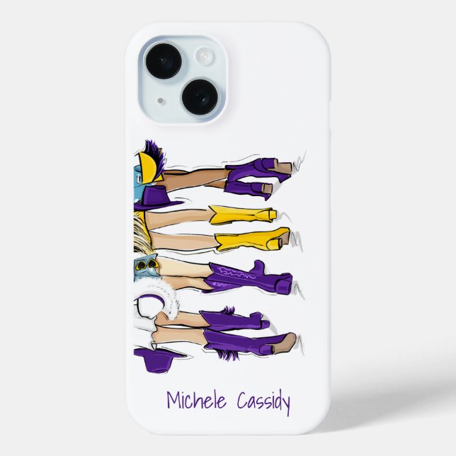 Coques Case-Mate iPhone Louisiana Dames Mode Cowboy Boot violet jaune (Verso)