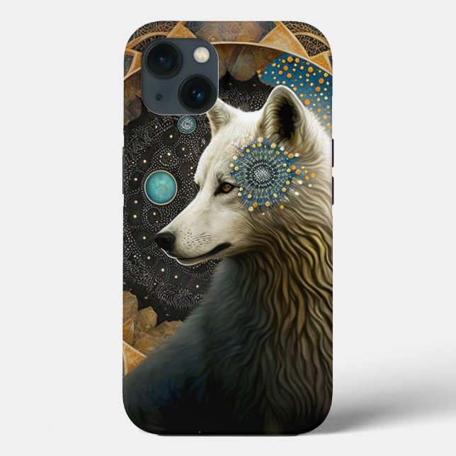 Coques Case-Mate iPhone Loup blanc Mandala (Verso)