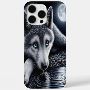 Coques iPhone 16 Pro Max Loup Blanc sous la lumière de la lune