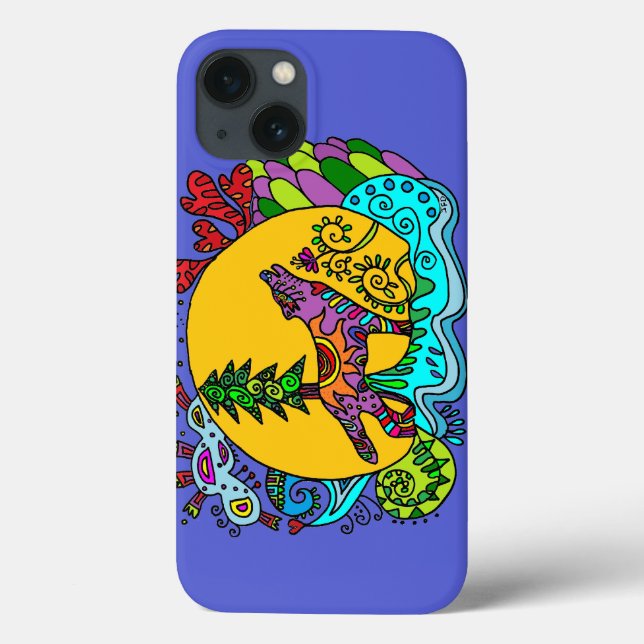 Coques Case-Mate iPhone Loup de kaléidoscope en bleu (Verso)