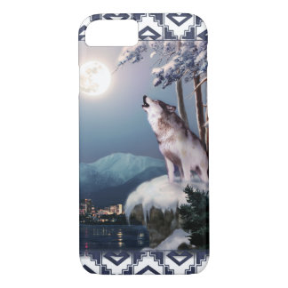Coques Pour iPhone Loup d'hurlement avec la ville du cas de téléphone