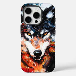 Coques iPhone 16 Pro Loup Esprit Sauvage Abstrait