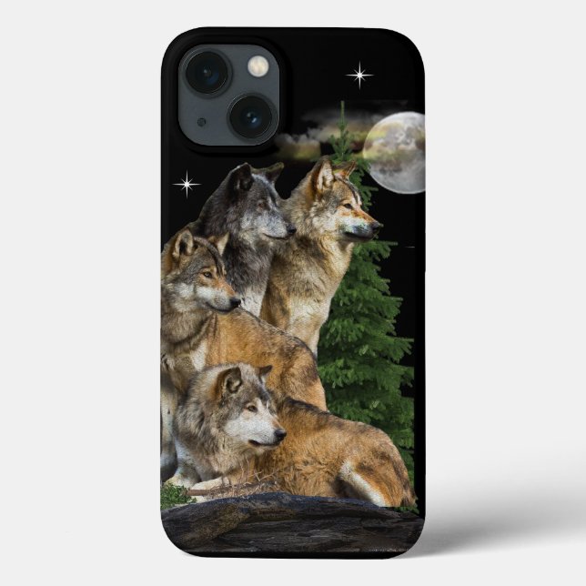 Coques Case-Mate iPhone Loup et Lune (Verso)