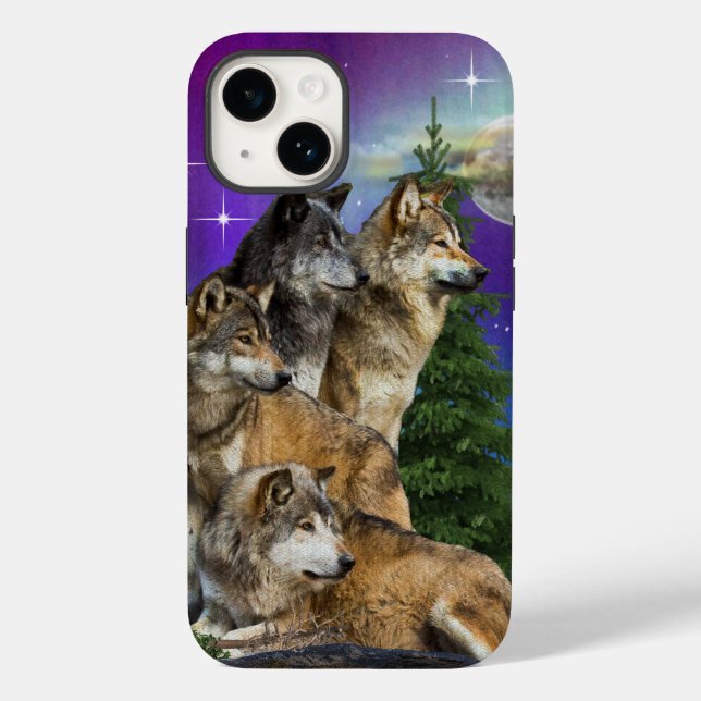 Coques Case-Mate iPhone Loup et Lune (Verso)
