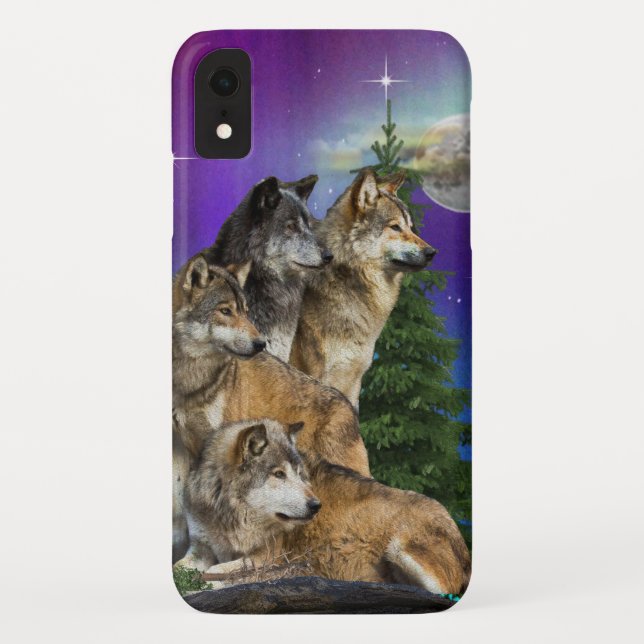 Coques Case-Mate iPhone Loup et lune (Dos)