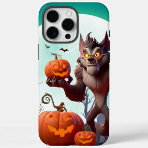 Coques iPhone 16 Pro Max loup-garou et citrouilles d'Halloween