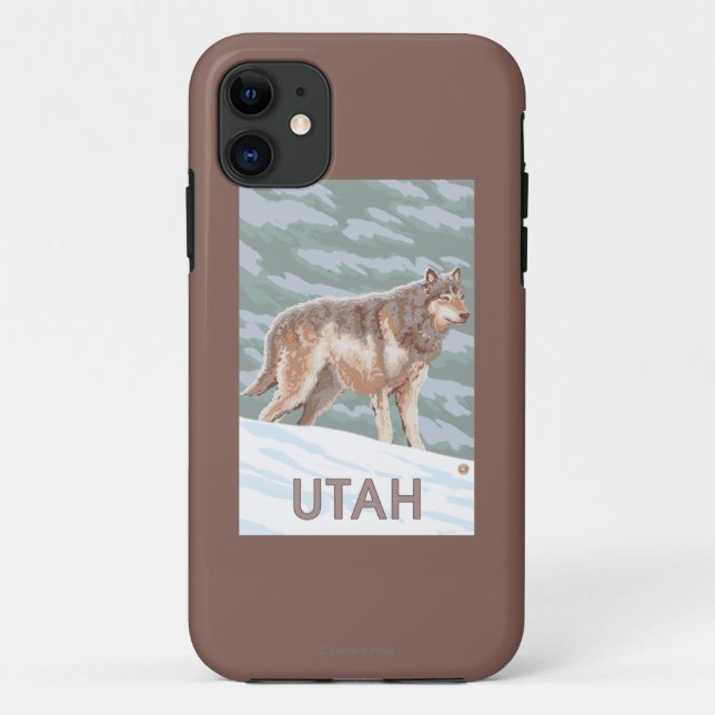 Coques Case-Mate iPhone Loup gris Standing Utah (Dos)
