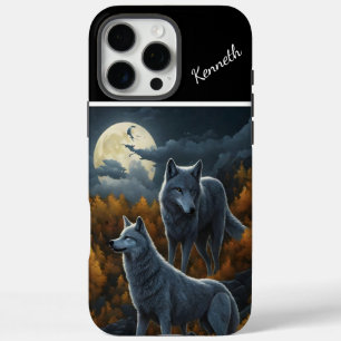 Coques iPhone 16 Pro Max Loup hurlant dans la nuit Lune