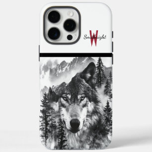 Coques iPhone 16 Pro Max Loup majestueux émergeant de la forêt brumeuse à l