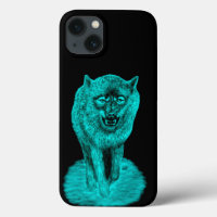 Loup noir en colère dans la nuit