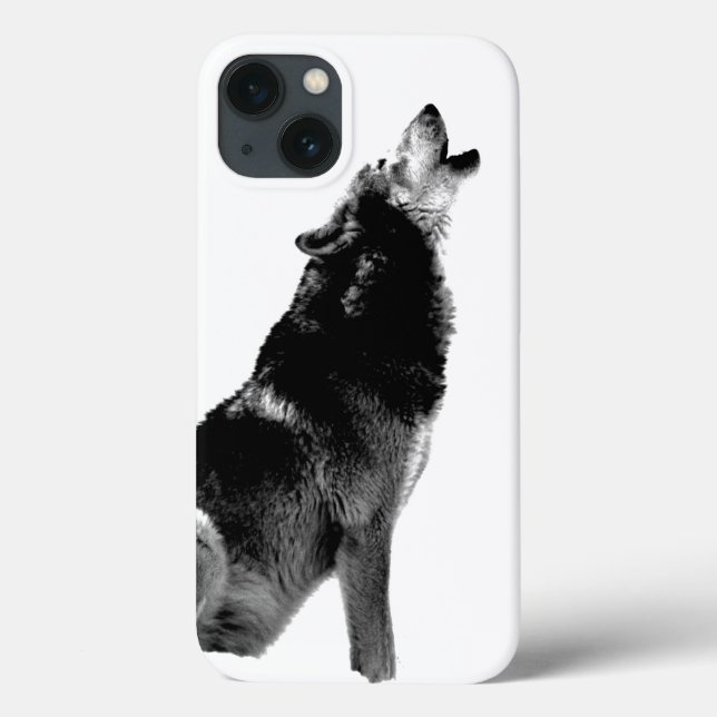Coques Case-Mate iPhone Loup noir et blanc hurle à la lune (Verso)