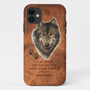 Coque iPhone 11 Loup original d'aquarelle, force de famille de