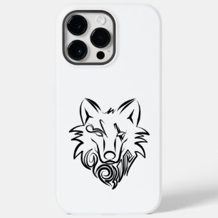 Coque Pour Pour iPhone 14 Pro Max Loup tribal noir et blanc