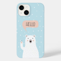 L'ours polaire mignon dans la neige dit Bonjour