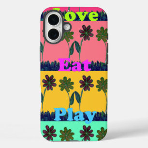 iPhone 16 Plus Case Love Eat Play Art Print