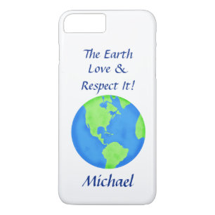 Coque iPhone 8 Plus/7 Plus Love Respect Earth Globe Nom Personnalisé