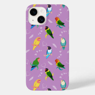 Coque Pour iPhone 14 Lovebirds of Rainbow Colors Motif