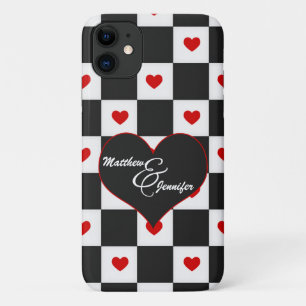 Case-Mate iPhone Case Lovers Initials Red Heart Checkerboard