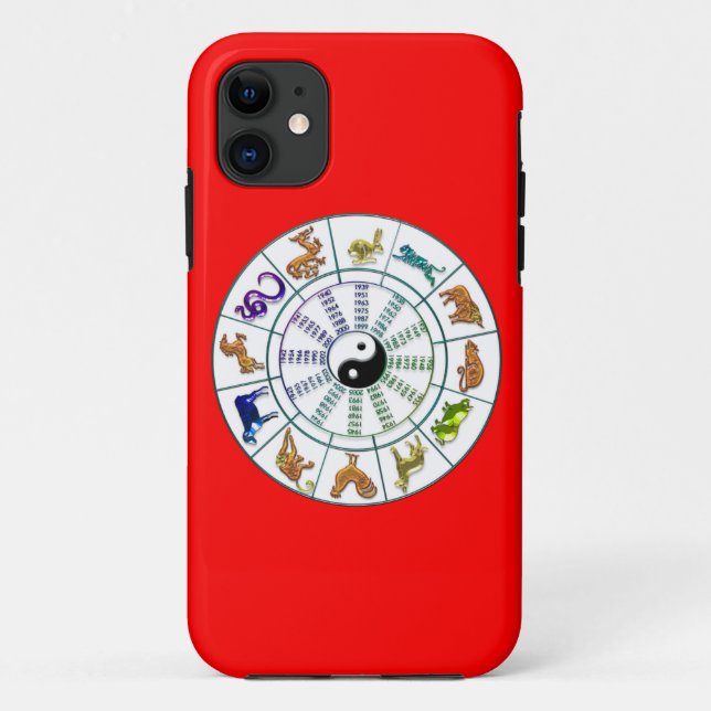 Coques Case-Mate iPhone Lucky Chinese Zodiac Wheel, Astrologie chinoise (Dos)