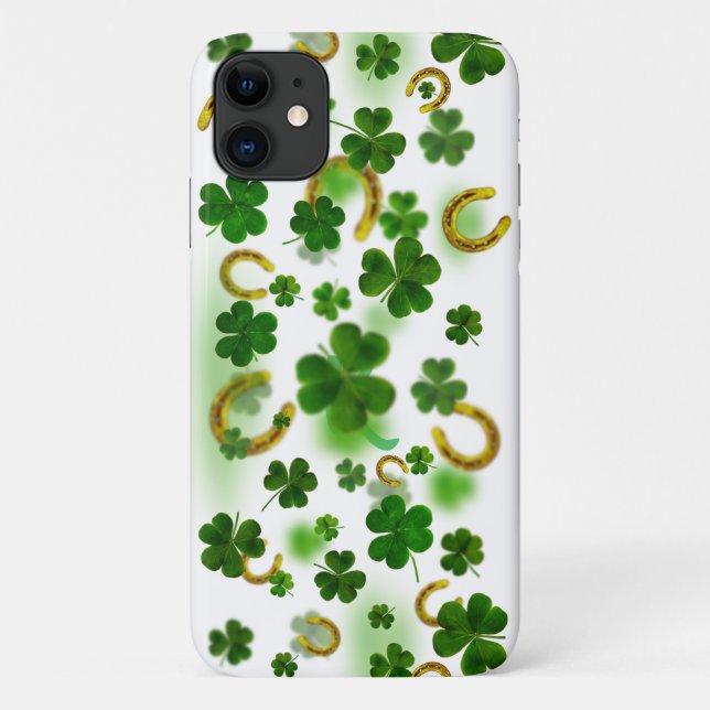 Coques Case-Mate iPhone Lucky Four Leaf Clover Gold Horseshoe tendance (Dos)