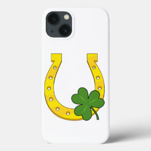 Case-Mate iPhone Case Lucky Golden Horseshoe avec Shamrock en blanc