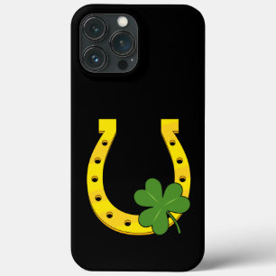 Case-Mate iPhone Case Lucky Golden Horseshoe avec Shamrock sur noir