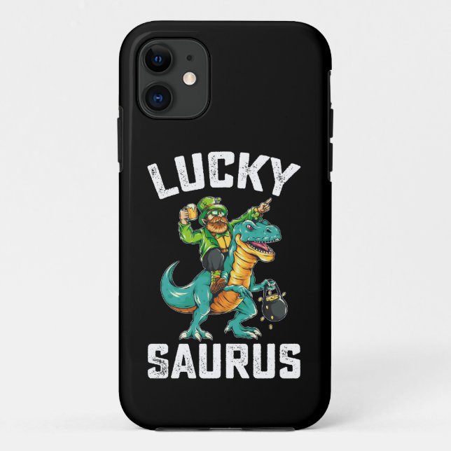 Coques Case-Mate iPhone Lucky Saurus Dinosaur T Rex St Patrick's Day (Dos)