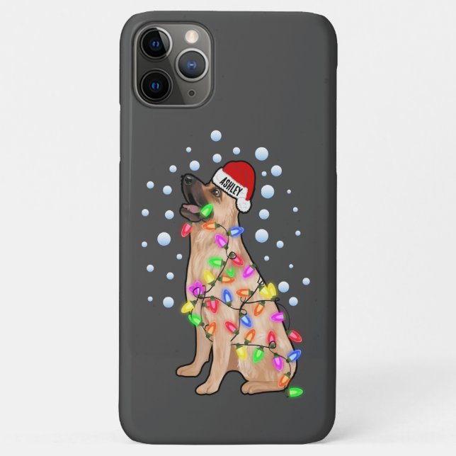 Coques Case-Mate iPhone Lumière de Noël Avec Vibe Chien Berger Allemand (Dos)