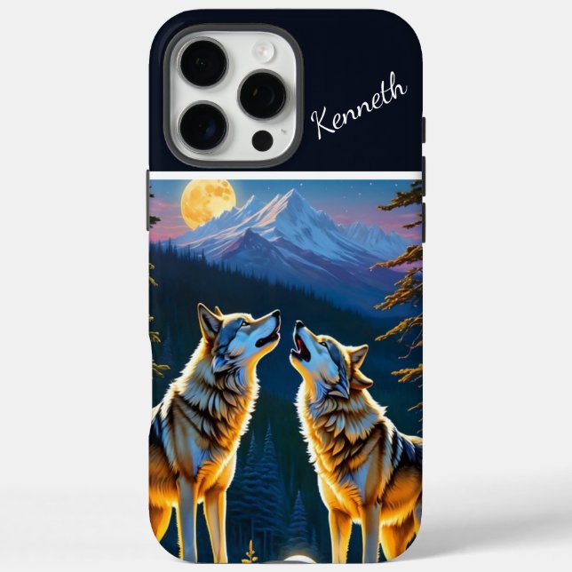 Coques Case-Mate iPhone Lumière de Pleine lune sur Wolf (Verso)