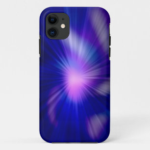 Coque Case-Mate Pour iPhone Lumière fractale abstraite bleue