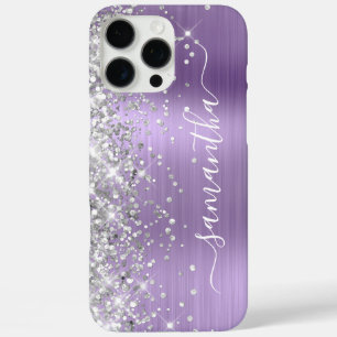 Coques iPhone 16 Pro Max Lumière Pailletée Violet Clair Métallisé Signature
