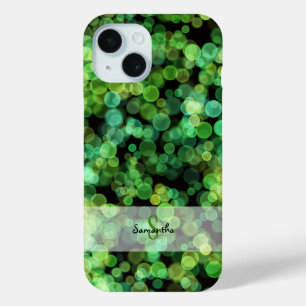 Coque Pour iPhone 15 Lumières Bokeh dans des nuances de vert